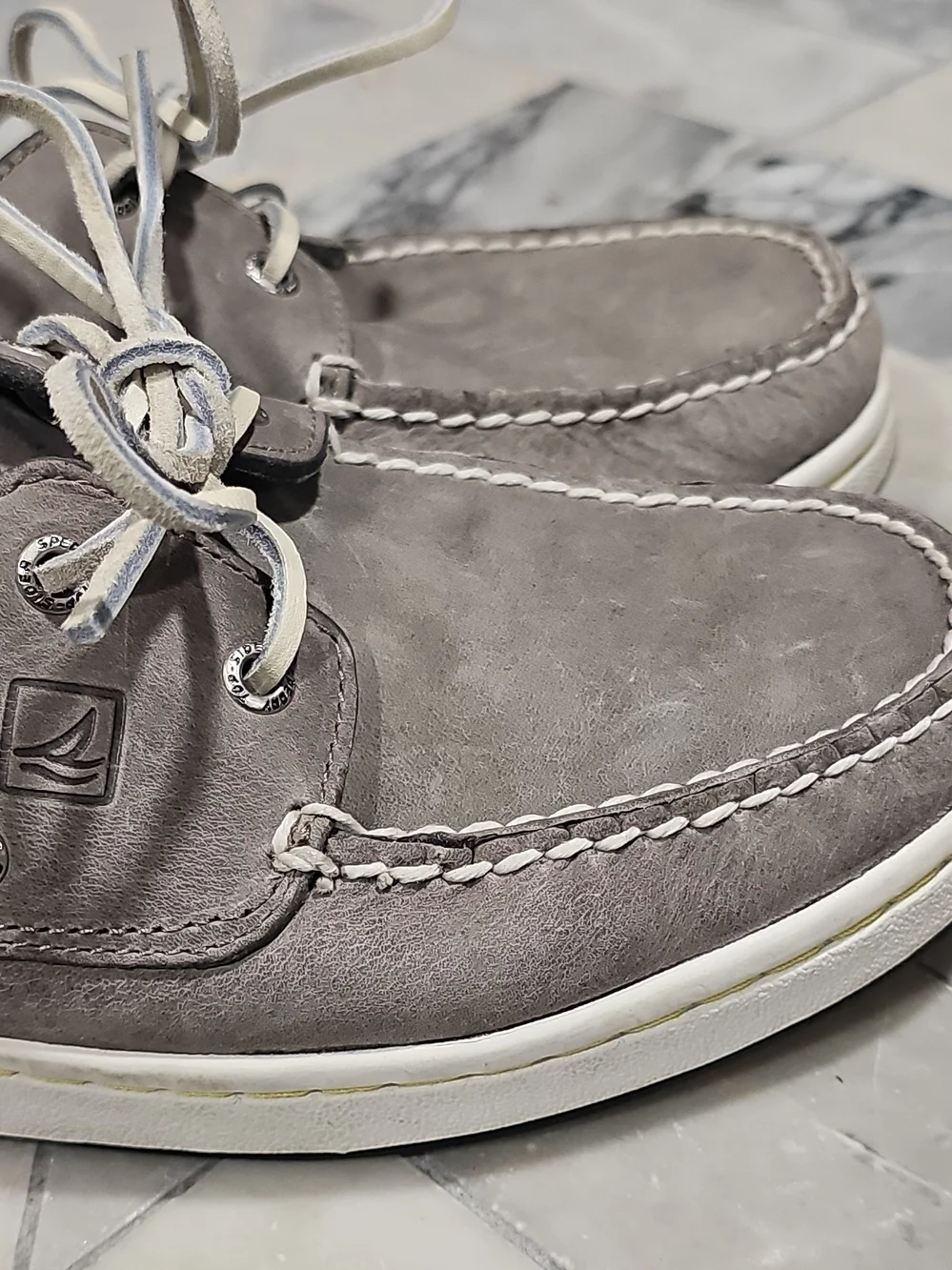 Sperry Cup Collection Men’s Gray Leather Topsiders Size 10.5